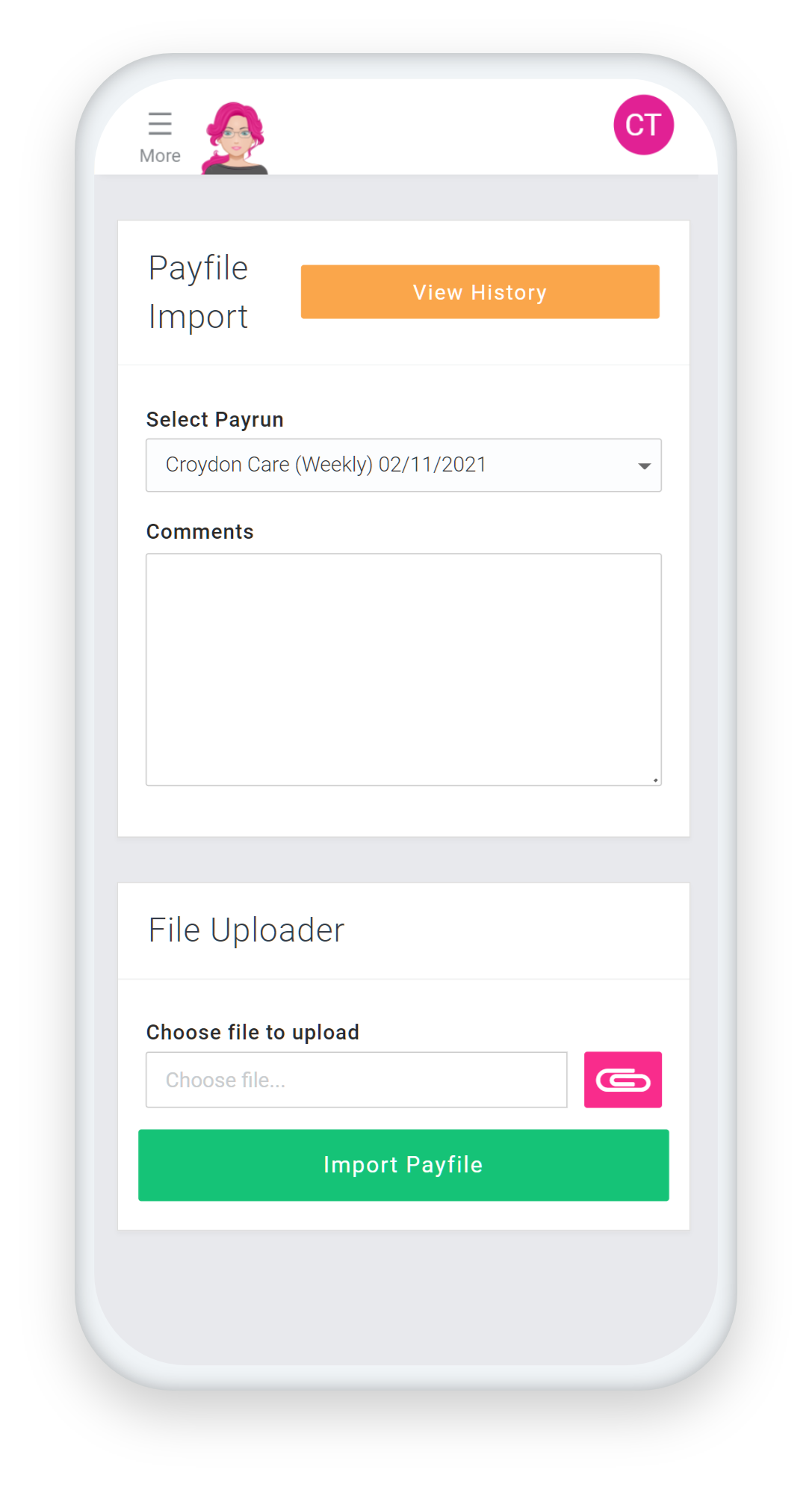 Customer profile user interface
